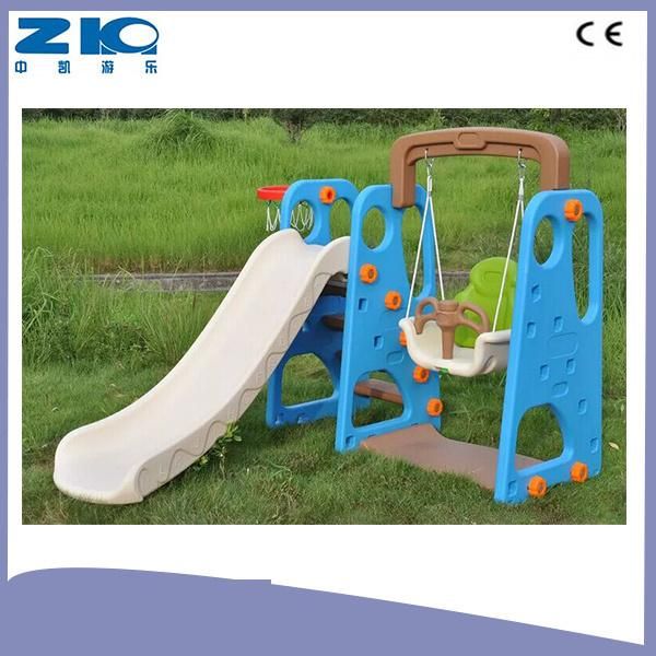 Kindergarten Children Playground Plastic Slide with Basketball for Kids