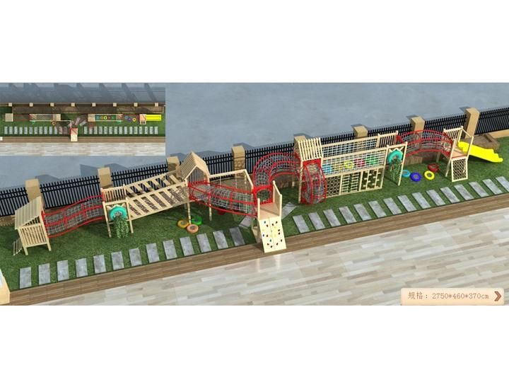 Customized Wood Playsets Kindergarten Outdoor Adventure Wooden Playground