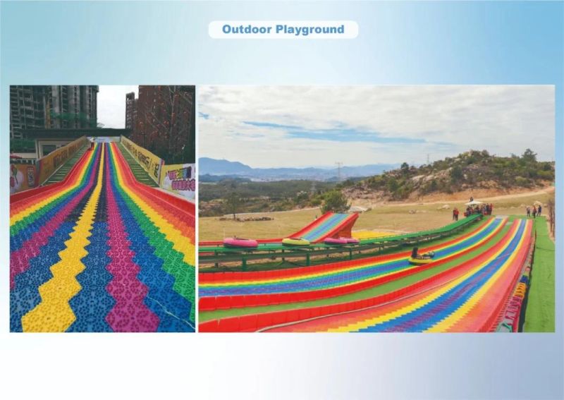 Outdoor Playground Plastic Rainbow Slide Fun Park Equipment for Amusement Park