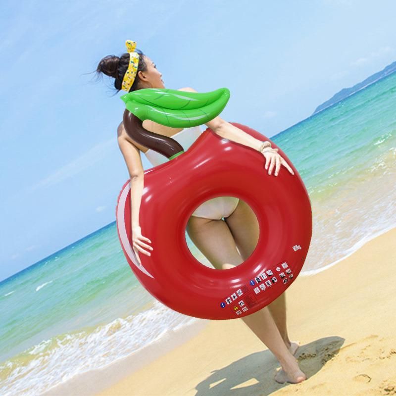 PVC Summer Wter Play Toys Inflatable Eco-Friendly Red Apple Swim Ring for Adult