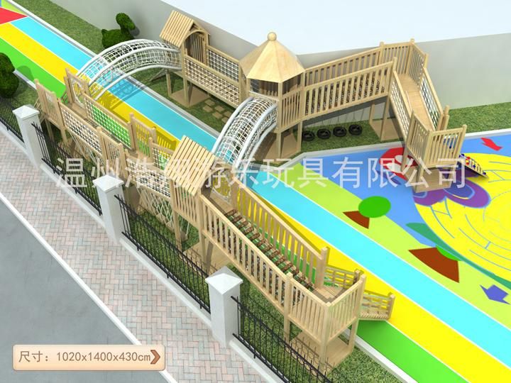 Preschool Outdoor Adventure Wooden Playground for Kids