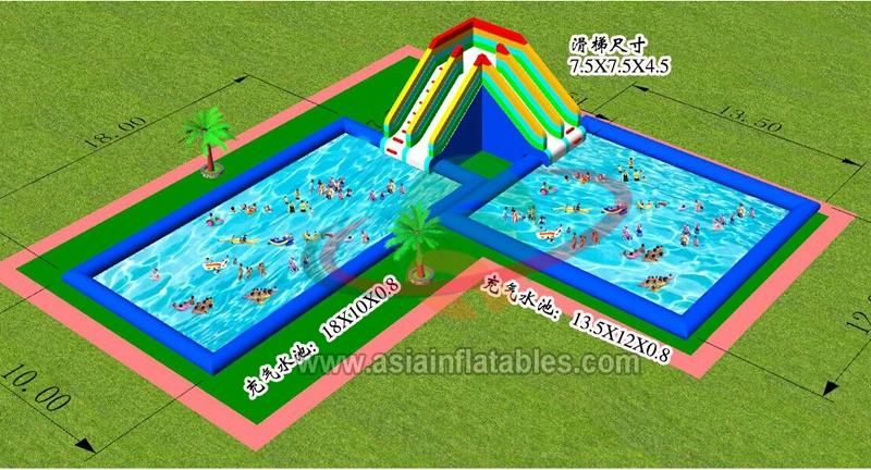 Hot-Sale Outdoor Inflatable Land Water Playground Amusement with Slide