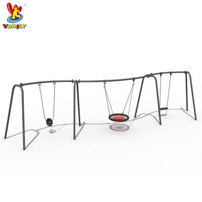 Outdoor Commercial Modern Playground Three Swing Seats for Kids