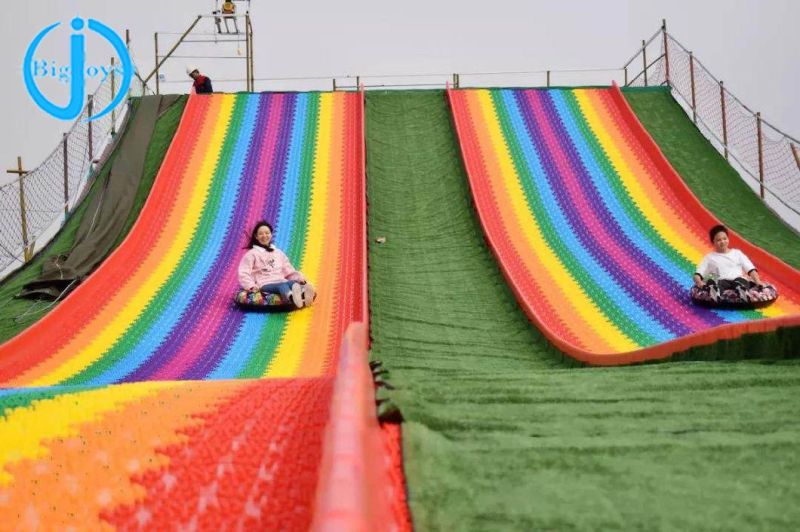 China Supply Outdoor Playground Plastic Dry Ski Rainbow Snow Slip Slide Fun Park Equipment for Amusement Park