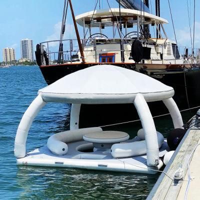 2021 High Quality Yacht Dock Leisure Island Inflatable Fishing/Swimming Platform Floating Water Platform for Sea