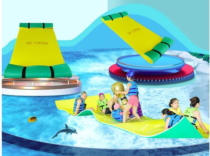 Best-Today Floating Water Pad Mat, with Rolling Pillow Design, Bouncy Tear-Resistant 3-Layer XPE Foam, Roll-up Floating Island for Pool Lake Ocean Boat