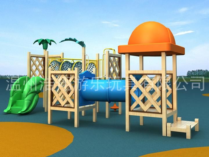 High Quality Design Wooden Kindergarten Game Equipment Kids Outdoor Slide Playground