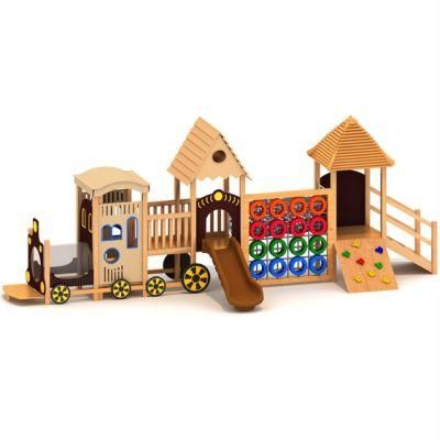 Park Wooden PE Board Slide Outdoor Kids Playground Equipment Ym95