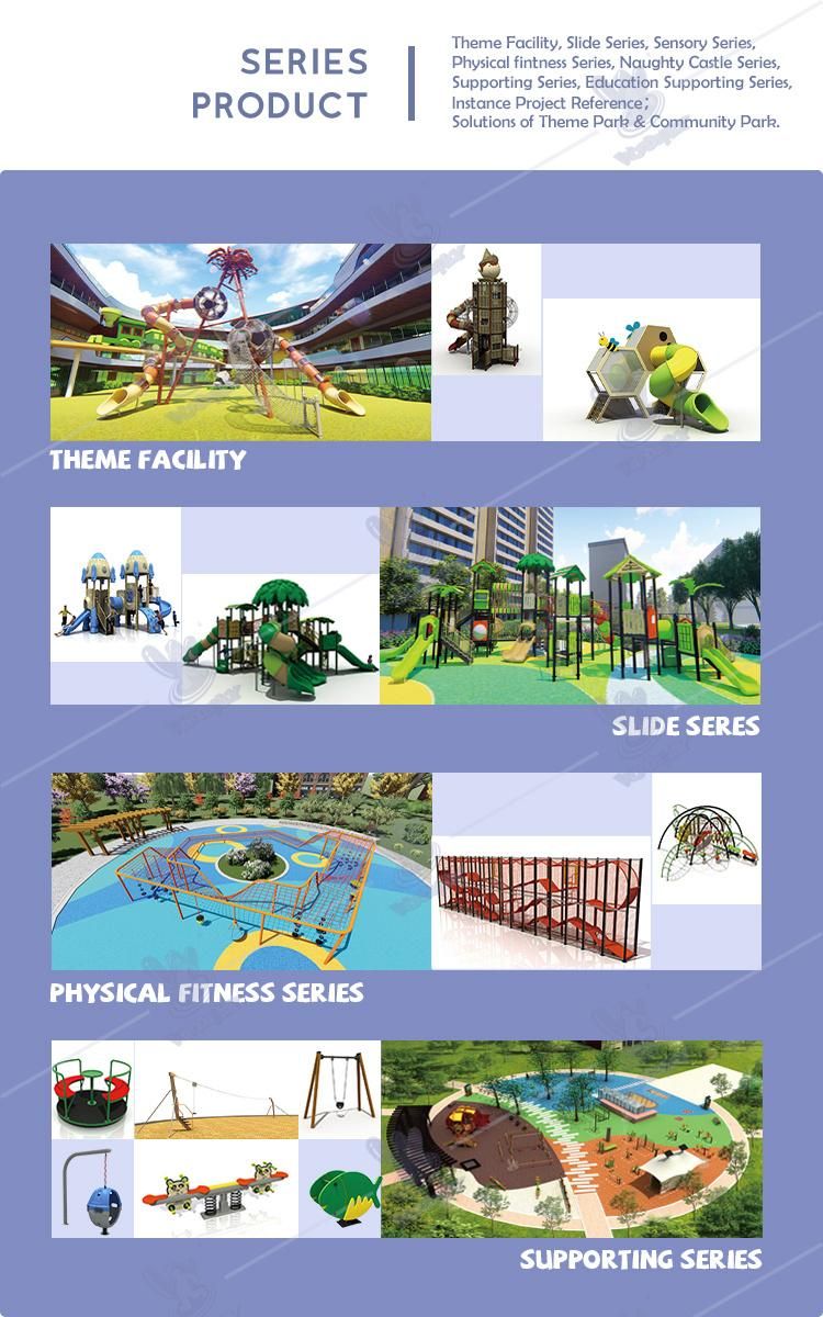 GS TUV Standard Amusement Park Playsets Kindergarten Kids Toy Children Water Park Slide Games Outdoor Plastic Slide Climbing Frame Rope Net Playground Equipment