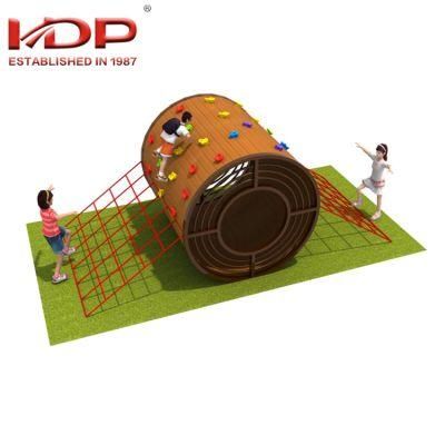 Outdoor Children Wooden Climbing Wall Equipment with Nets