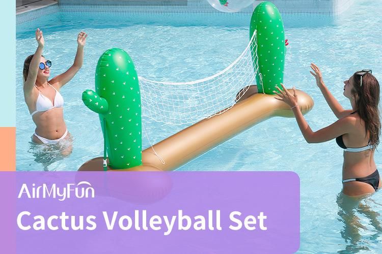 Inflatable Pool Float Water Game Cactus Volleyball Set for Fun