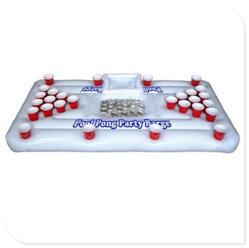 Inflatable Pool Lounge Water Entertainment Party Floating Pad Inflatable Table Tennis Beer Pong Pool Mat 24/28 Cup Hole Floating Row Wyz16105
