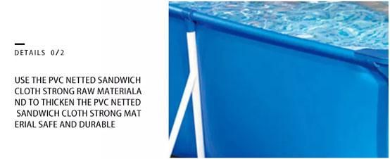 a Blue Rectangular Frame Supports The Swimming Pool