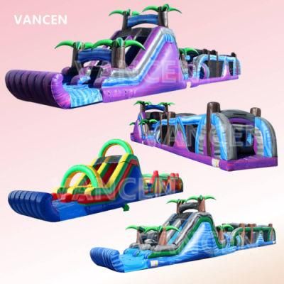73FT Large Outdoor Sport Games Inflatable Obstacle Course for Kids Movable Ninja Warrior Bounce House Obstacle Course for Adults