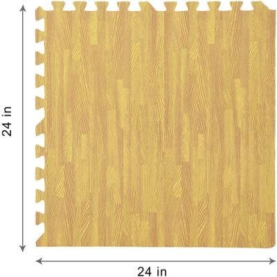 Home Use Interlocking EVA Puzzle Mat with Wood Grain Pattern Cushioned Floor Mat Gym Work