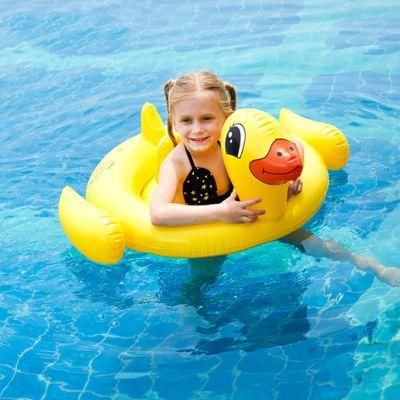Inflatable Little Yellow Duck for Children to Sit on Water Party for Entertainment and Leisure Anti-Roll Swimming Ring