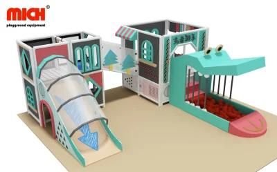Mich Unique Design Crocodile Shaped Kids Indoor Soft Play Set with Trampoline