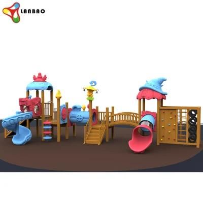 Fun Kids Wooden Outdoor Playground Equipment Plastic Slide