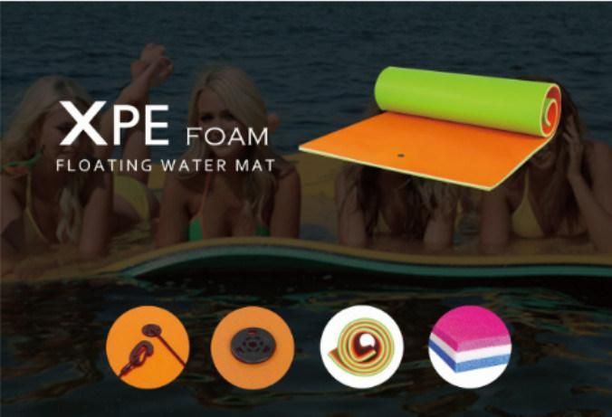 Best-Today Floating Water Pad Mat, with Rolling Pillow Design, Bouncy Tear-Resistant 3-Layer XPE Foam, Roll-up Floating Island for Pool Lake Ocean Boat