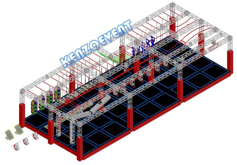 Indoor Ninja Warrior Kids Obstacle Course with Aluminum Structure