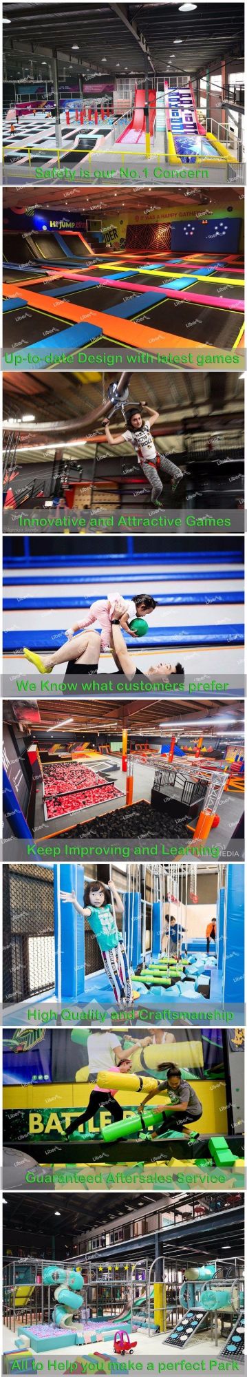 Children Trampoline with Ninja Course, Indoor Rock Climbing, Battle Beam