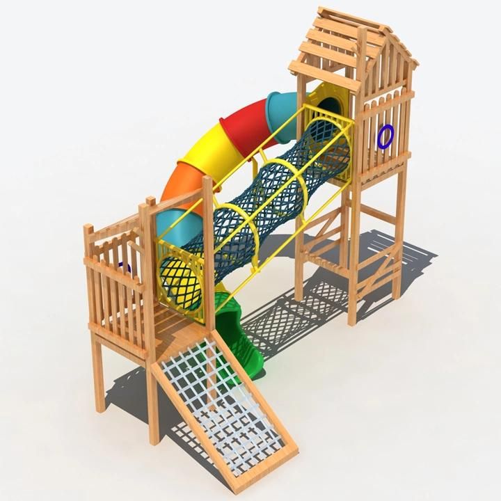 Small Size Kids Wooden Outdoor Playground with Climbing Net