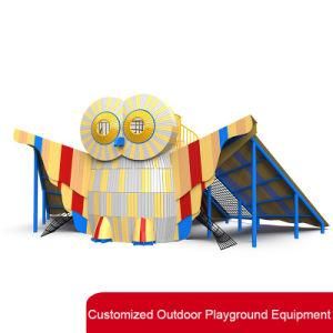 Owl Style Children Outdoor Playground Equipment with Net Climbing and Stainless Slide