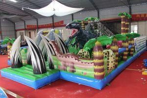 Commercial Kids Inflatable Halloween Trampoline Playground Jurassic Period Jumping Arena