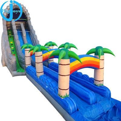 Commercial Gonflable Tobogan Kids Bouncy Combo Jumper Aqua Tropical Palm Inflatable Bounce House Water Slide