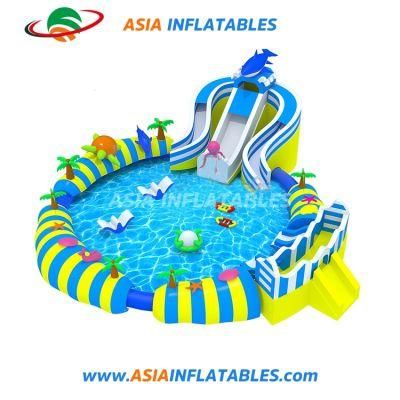 Giant Inflatable Land Pool Amusement Water Park with Slide