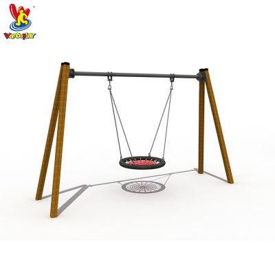 Kids Outdoor Playground Single Wooden Net Web Swing for Amusement Park