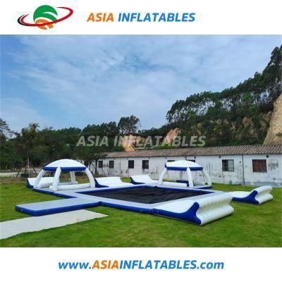 Floating Sun Deck Lounge Inflatable Island Party Dock Swim Platform with Bana Tents