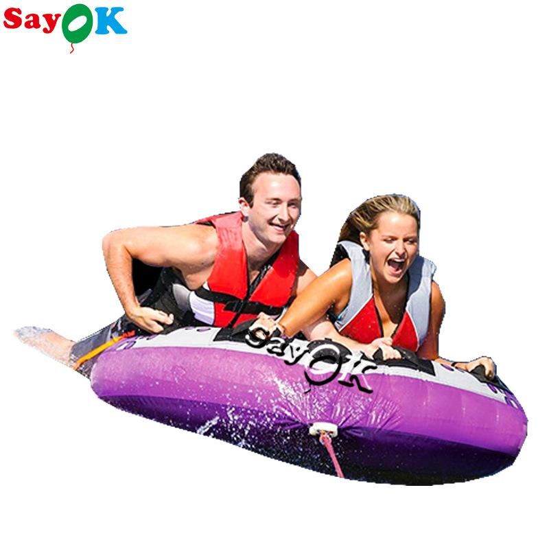 Blue Water Ski Boat PVC Inflatable Flying Tow 3 Person Water Towable Sofa Toy
