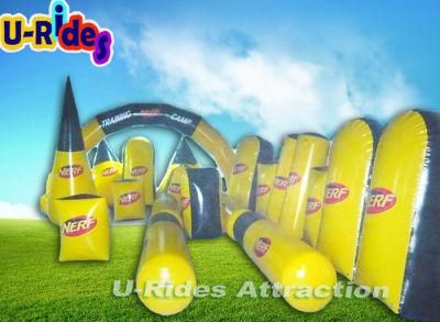 colorful Inflatable Paintball Obstacle yellow and black