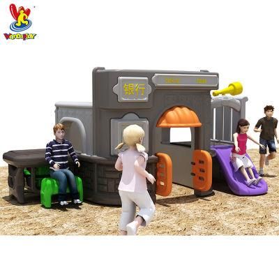 Indoor Playground Plastic Role Play Castle Bank Playhouse and Slide