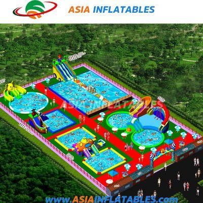 Wholesale OEM on Land Mobile Inflatable Water Playground Aqua Amusement Slides Park