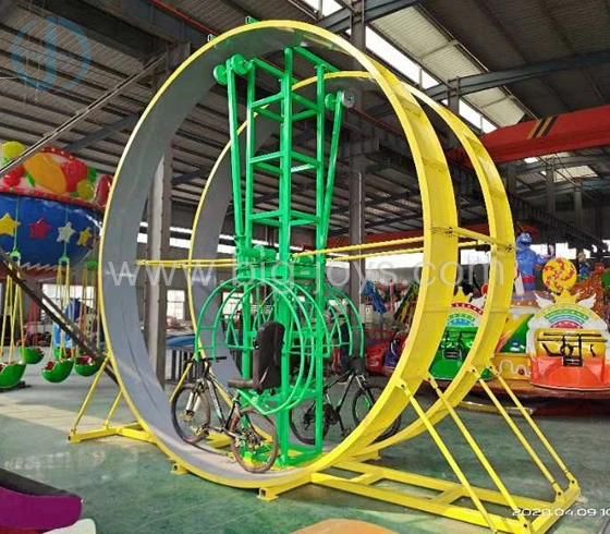 Small Investment Amusement Park Equipment Double Seats 360 Degree Rotary Manpower Flying Bike Ride