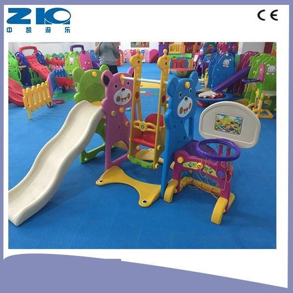 Indoor Plastic Kids Slides with Swing and Basketball