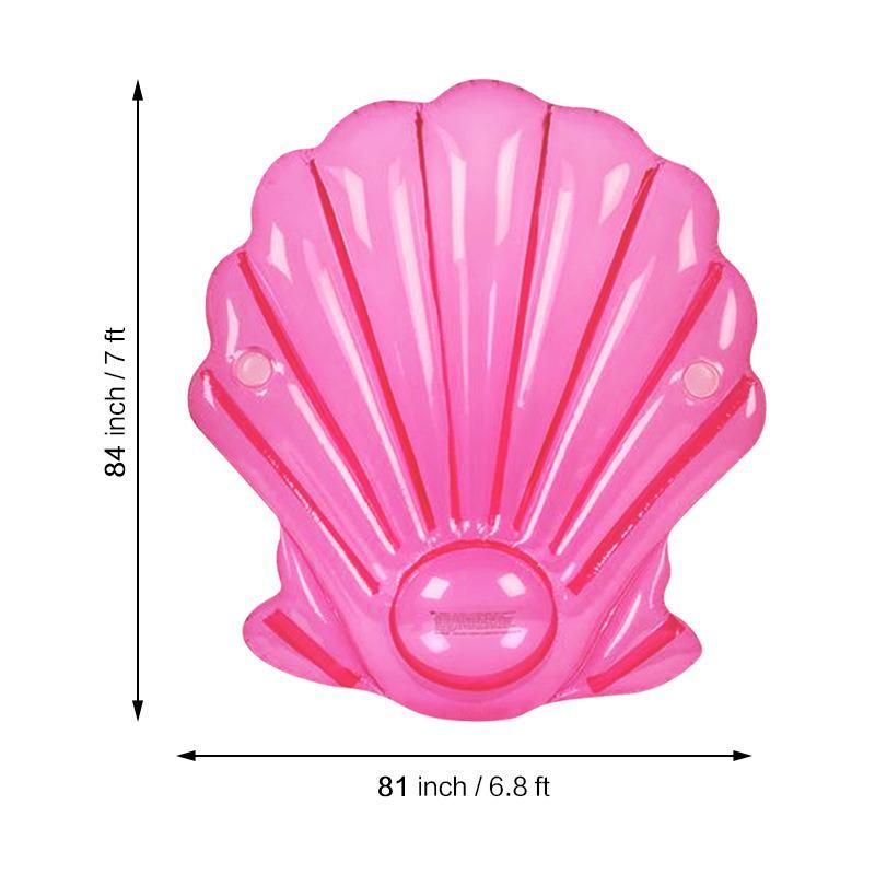 PVC Swimming Pool Party Foating Raft Toys Pink Inflatable Seashell Pool Float with Drink Holder