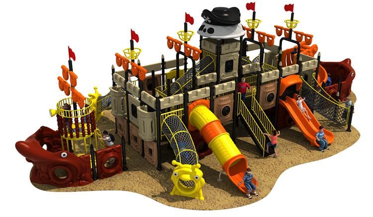 National Happy Children Plastic Slide Pirate Ship Outdoor Playground