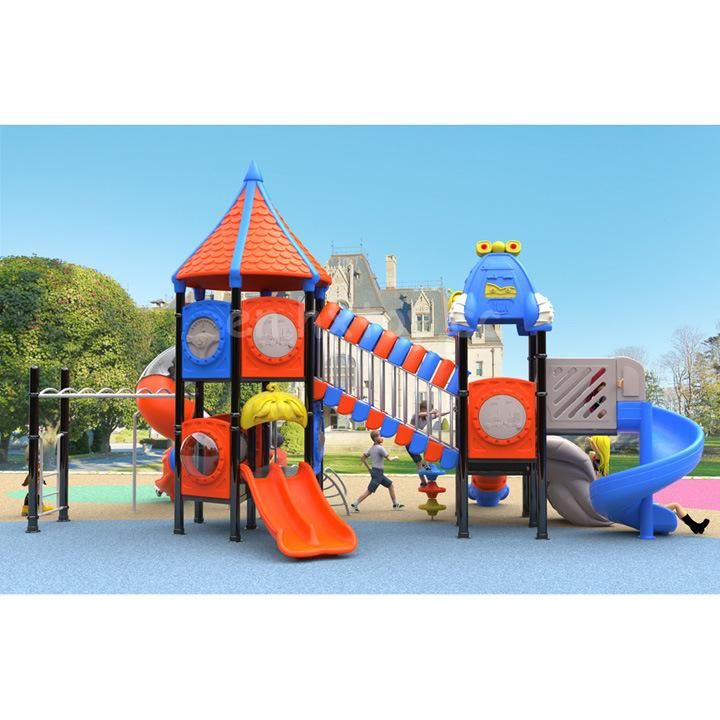 Outdoor Colorful Plastic Amusement Park for Kids Swing and Slide