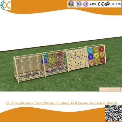 Children Adventure Funny Wooden Climbing Wall Frames for Gardens Outside