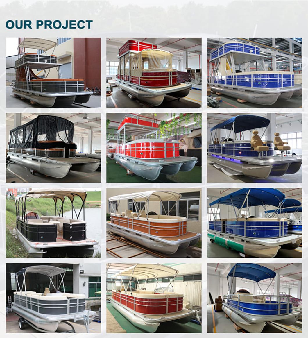 Kinocean 25FT Luxury Leisure Sightseeing 10 Person Party Barge Aluminum Pontoon Boats for Sale (EVA FLOOR)