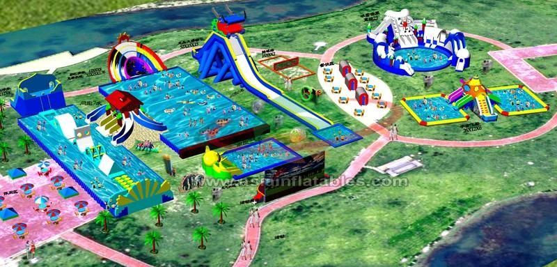 Popular Water Park Equipment Inflatable Land Water Amusement Park for Kids & Adults