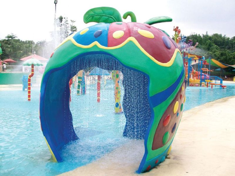 Fiberglass Water Park for Child Play Colorful Blue Horsefish Spray