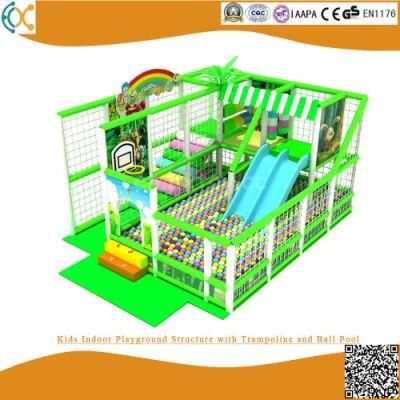 Kids Indoor Playground Structure with Trampoline and Ball Pool