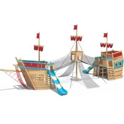 Kids Community Park Outdoor Playground Equipment Wooden House Slide QS24