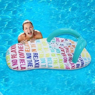 PVC Lounger Floating Raft Toy Inflatable Slipper Swimming Pool Float with Drink Holder