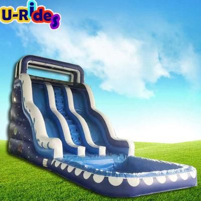 large water slide inflatable trampoline, outdoor water slide with pool, CE inflatable water slide