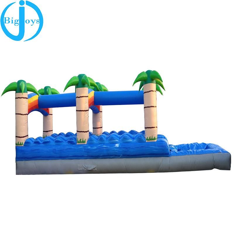 Commercial Gonflable Tobogan Kids Bouncy Combo Jumper Aqua Tropical Palm Inflatable Bounce House Water Slide